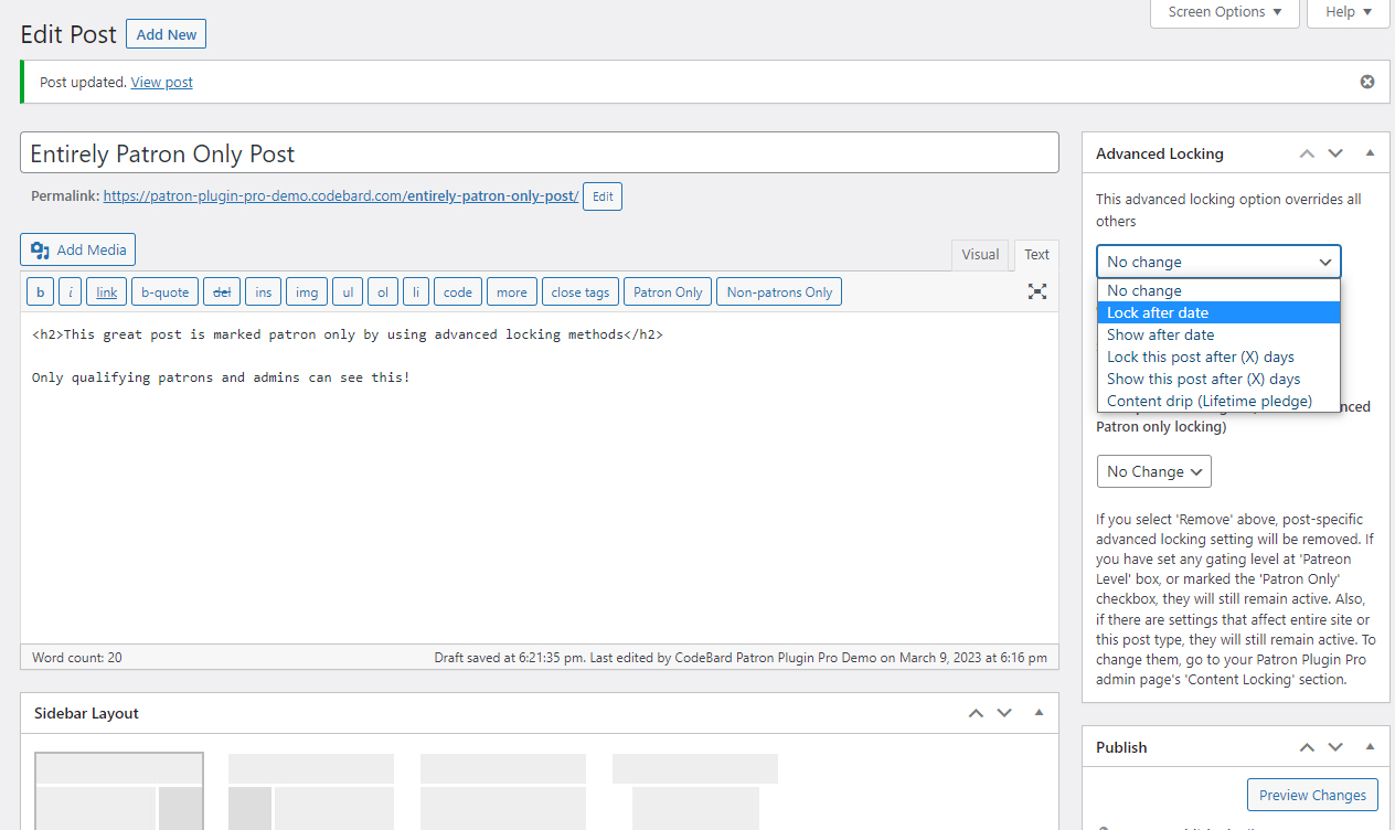 This is the screenshot of the Post Editor where you can mark Posts ...